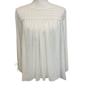 Loft White Sheer Long Sleeved Peasant Blouse.  Size S